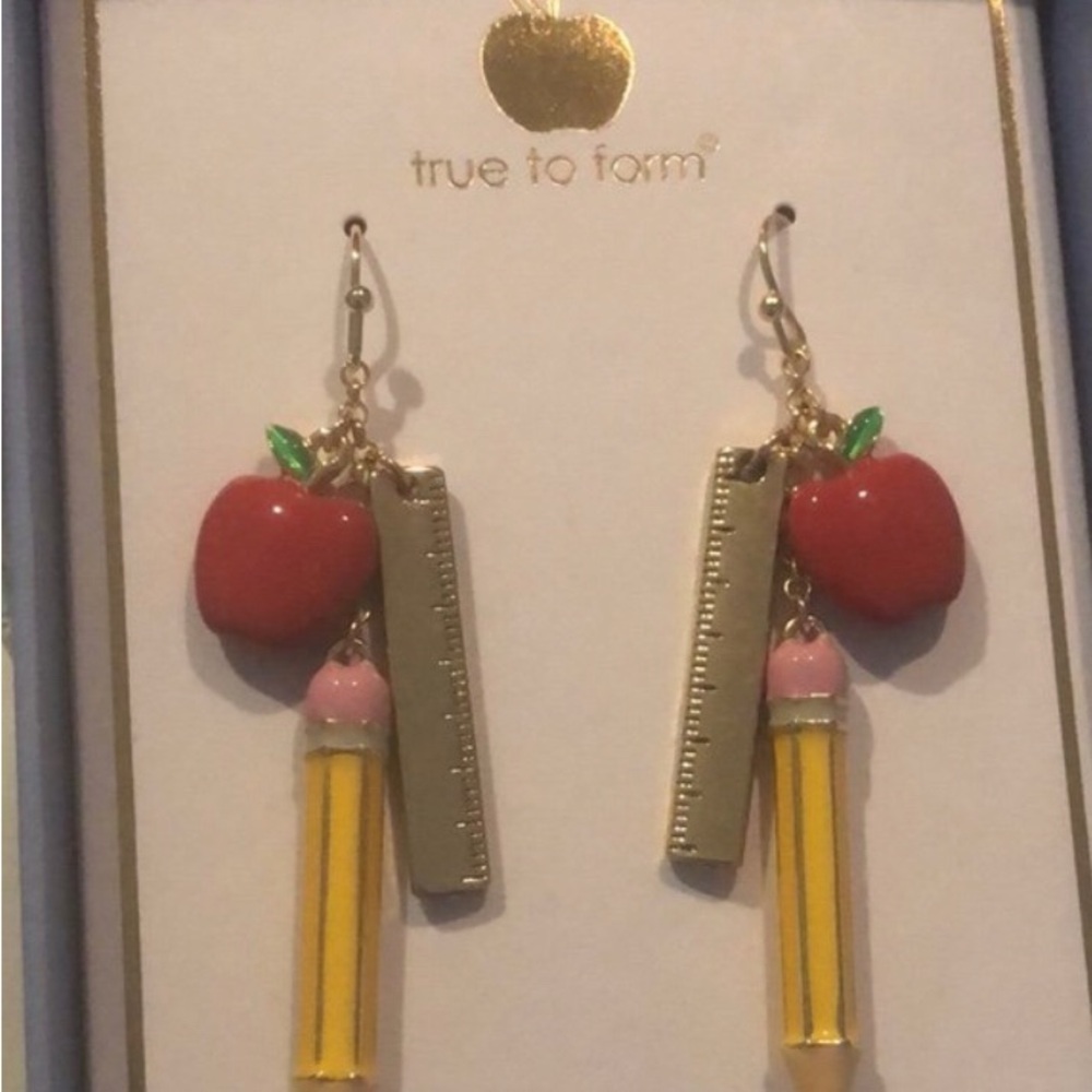 True to Form Red and Yellow Apple Pencil Earrings